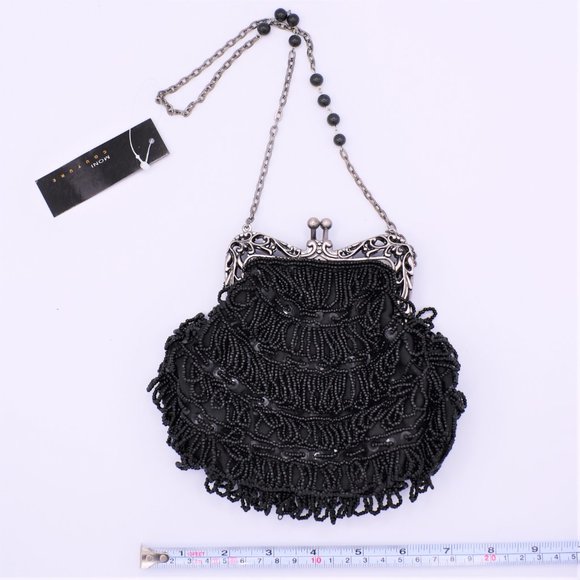 Jazzy Black Beaded Evening Bag - Picture 4 of 6